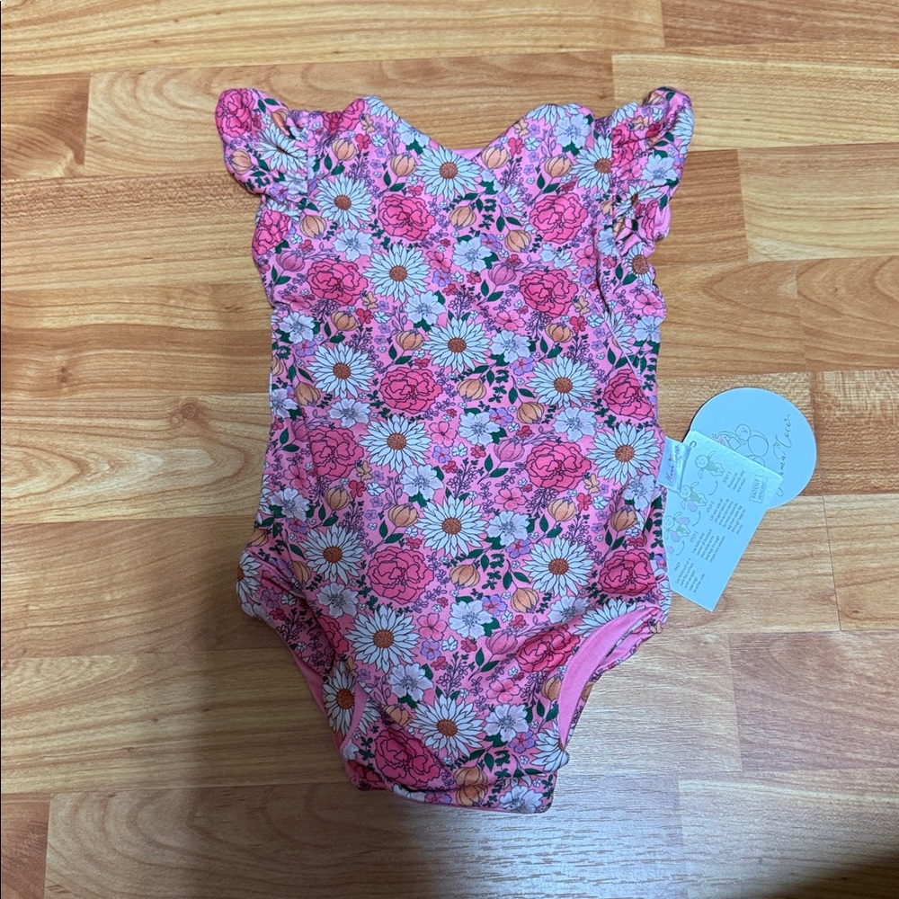 Floral Pink Baby Bodysuit Mama Coco NWT 3-6
